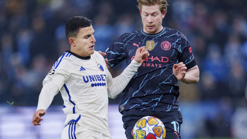 De Bruyne inspires Man City to 3-1 win at Copenhagen in Champions League's round of 16