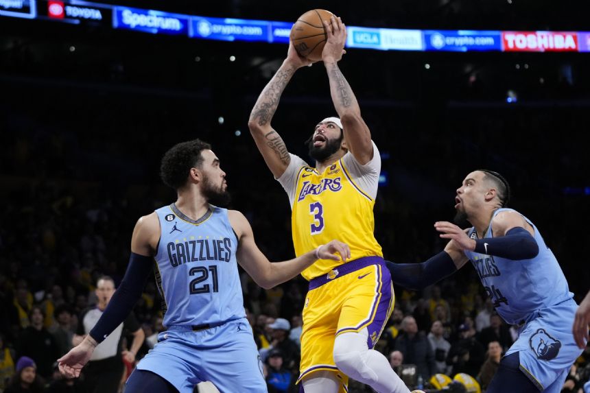 Anthony Davis leads Lakers past Grizz without Ja, 112-103