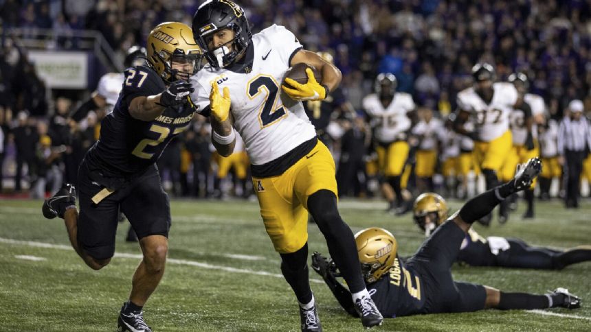 Appalachian State ends unbeaten run by No. 18 James Madison 26-23 in overtime