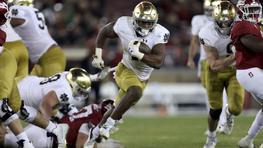 Audric Estime scores 4 TDs, No. 17 Notre Dame routs Stanford 56-23