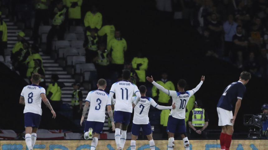 Bellingham stars as England beats Scotland 3-1 in international soccer's oldest rivalry