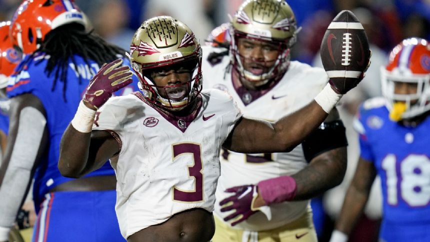 Benson scores 3 times, No. 5 Florida State beats rival Florida 24-15 for 18th consecutive win