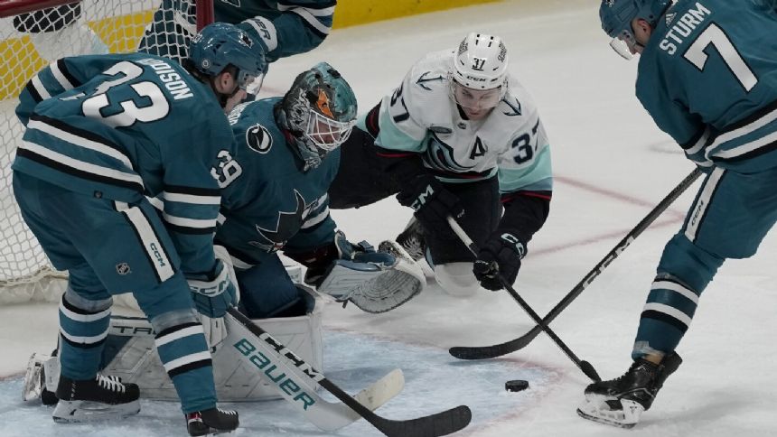 Bjorkstrand has goal, assist as Kraken beat Sharks 4-2
