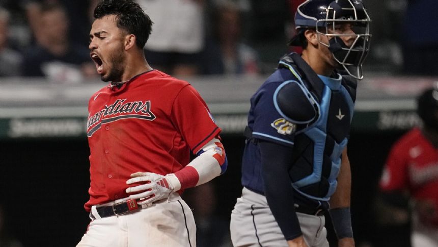 Bo Naylor doubles in the go-ahead run in the 7th inning in the Guardians' 3-2 victory over the Rays