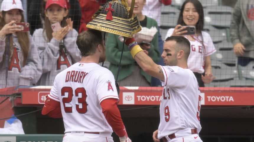 Brandon Drury's 2 homers send Angels past Athletics 7-3 in season finale