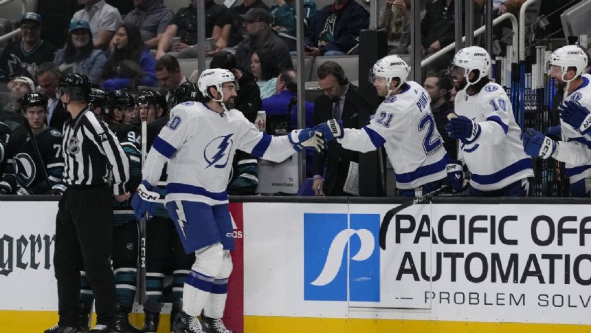 Brayden Point scores twice, Nikita Kucherov has 4 assists in Lightning's 4-1 win over Sharks