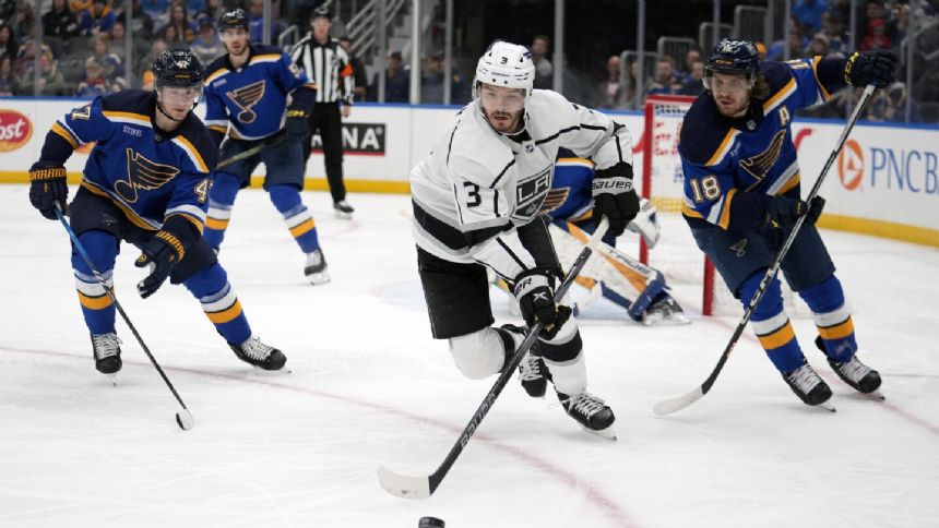 Brayden Schenn scores in overtime to help the St. Louis Blues beat the Los Angeles Kings 4-3