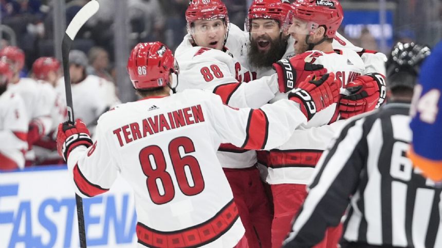 Brent Burns, Dmitry Orlov help Hurricanes hold on to beat Islanders 3-2 for 3-0 series lead