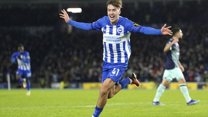 Brighton beats Brentford 2-1 thanks to first Premier League goal by England youth player Hinshelwood