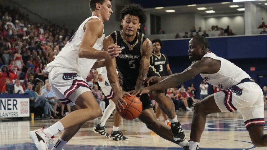 Bryant stuns No. 10 Florida Atlantic, winning 61-52 for 1st victory over ranked opponent