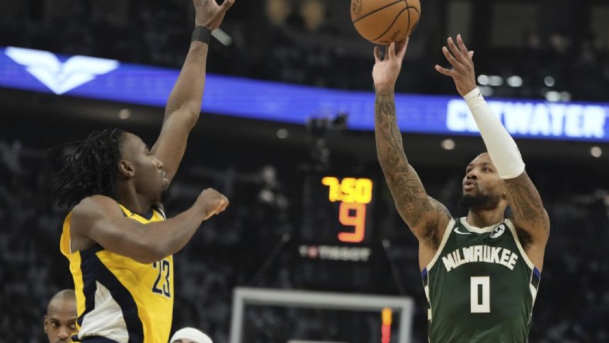 Bucks' Damian Lillard has another fast start with 26 points in first half of Game 2 vs. Pacers