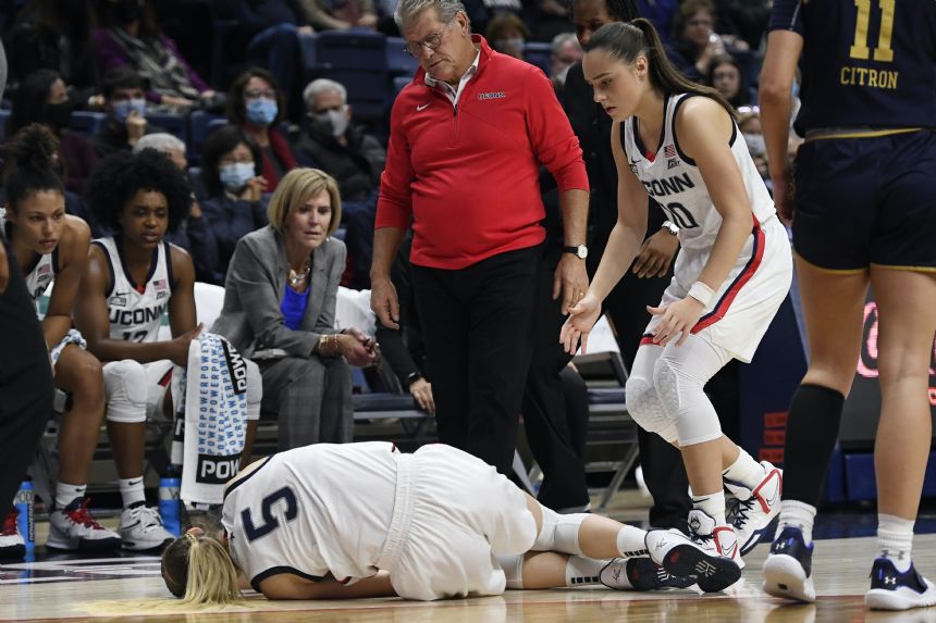 Bueckers injured in No. 2 UConn's win over No. 24 Notre Dame