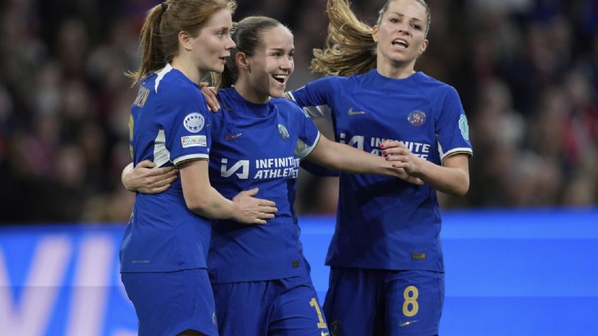 Chelsea beats Ajax 3-0 in first leg of Women's Champions League quarterfinals
