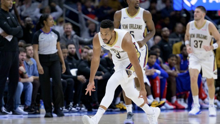 CJ McCollum scores 32 points to lead short-handed Pelicans past Pistons, 125-116