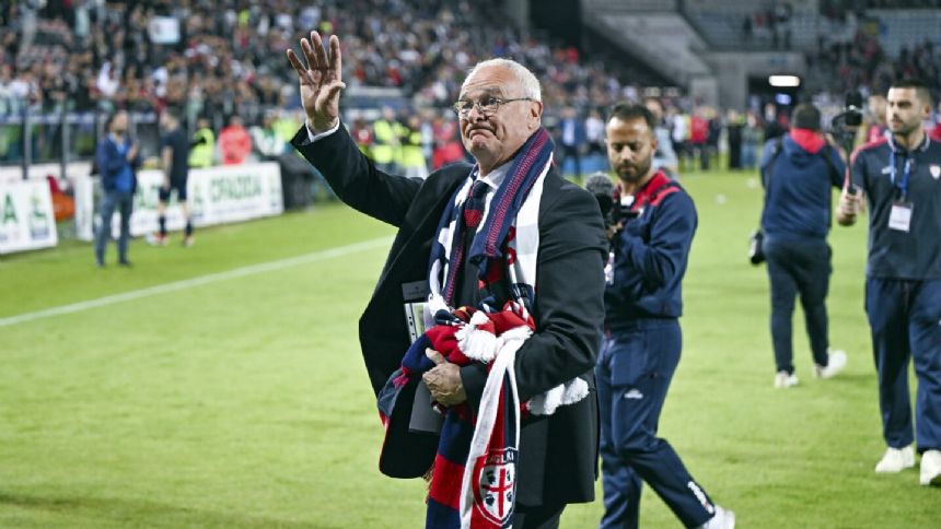 Claudio Ranieri bids emotional farewell to his beloved Cagliari in last match of season
