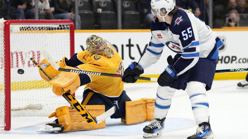 Connor's OT goal leads Jets over Predators 4-3, Nashville clinches a playoff berth