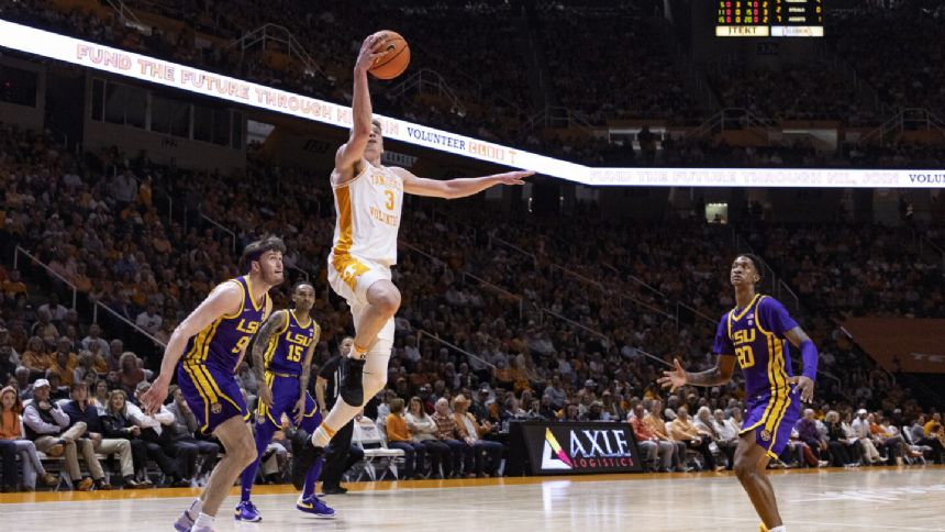 Dalton Knecht scores 27 to lead No. 6 Tennessee over LSU 88-68