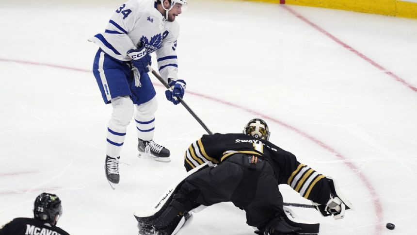 DeBrusk nets 2 power-play goals, Swayman saves 35 as Bruins win 5-1 to open series with Toronto