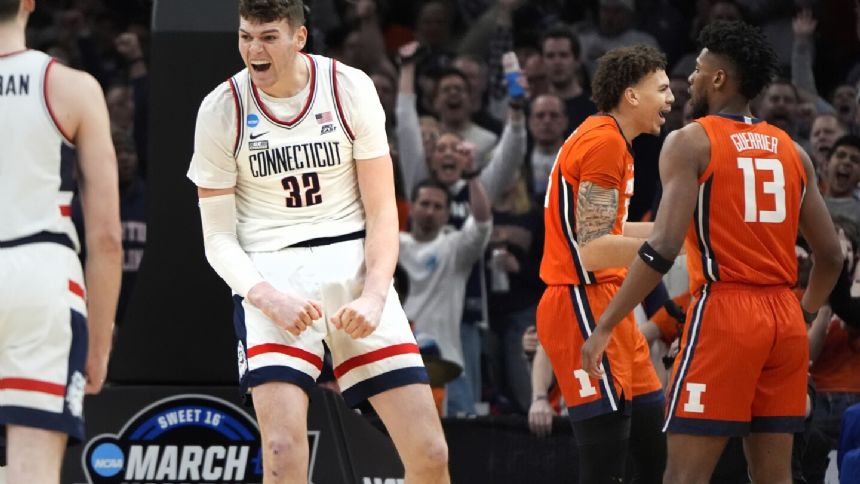 Donovan Clingan, UConn power back into Final Four behind 30-0 run in 77-52 rout of Illinois
