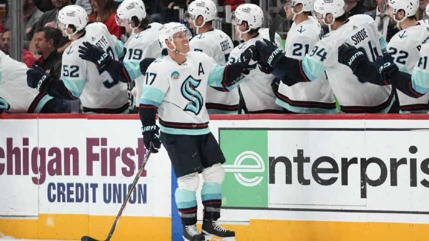 Eberle's scores in overtime, Kraken's 5-4 win stops Red Wings' five-game win streak
