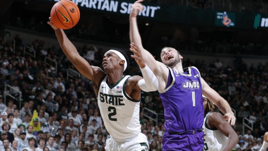 Edwards helps James Madison beat No. 4 Michigan State 79-76 in overtime