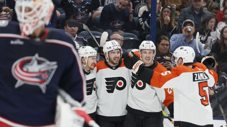Farabee, Konecny score early as the Flyers spoil debut of Blue Jackets coach Pascal Vincent, 4-2
