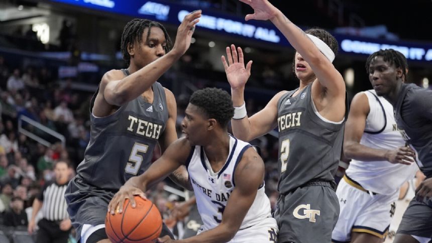 Freshmen Shrewsberry, Burton lift Notre Dame past Georgia Tech 84-80 in ACC tourney opener