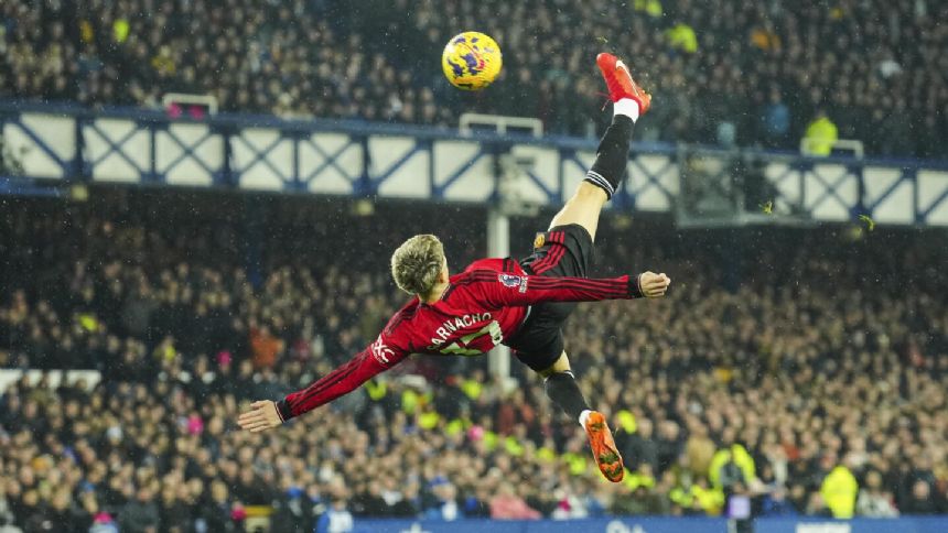 Garnacho's sensational overhead kick stuns protesting Everton fans and helps Man United earn 3-0 win