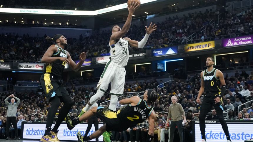 Giannis Antetokounmpo scores 54 points, but Haliburton, Pacers rally for 126-124 win over Bucks