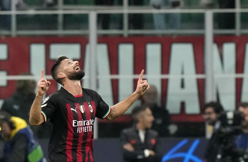 Giroud helps Milan return to last 16 for 1st time in 9 years