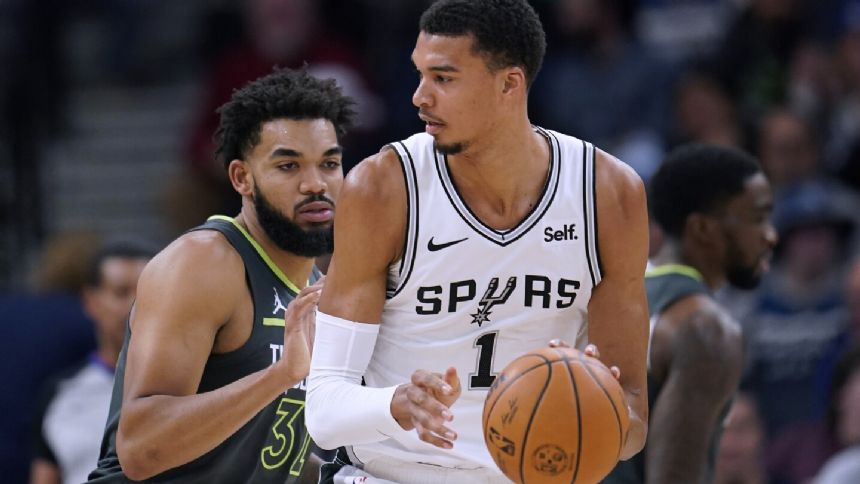 Gobert has 16 points and 21 rebounds, helps Timberwolves beat Wembanyama, Spurs 102-94