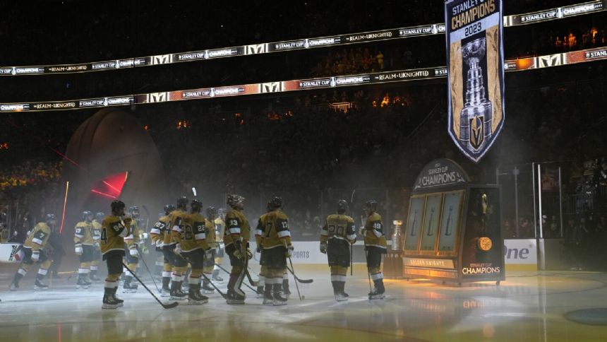 Golden Knights raise Stanley Cup banner, beat Kraken 4-1 in opener