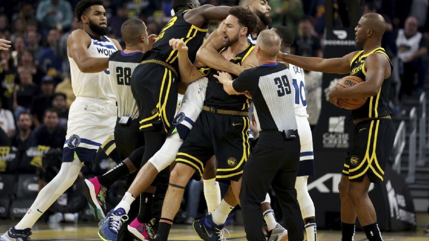 Green ejected for headlock, Thompson, McDaniel tossed after scuffle in Timberwolves-Warriors game