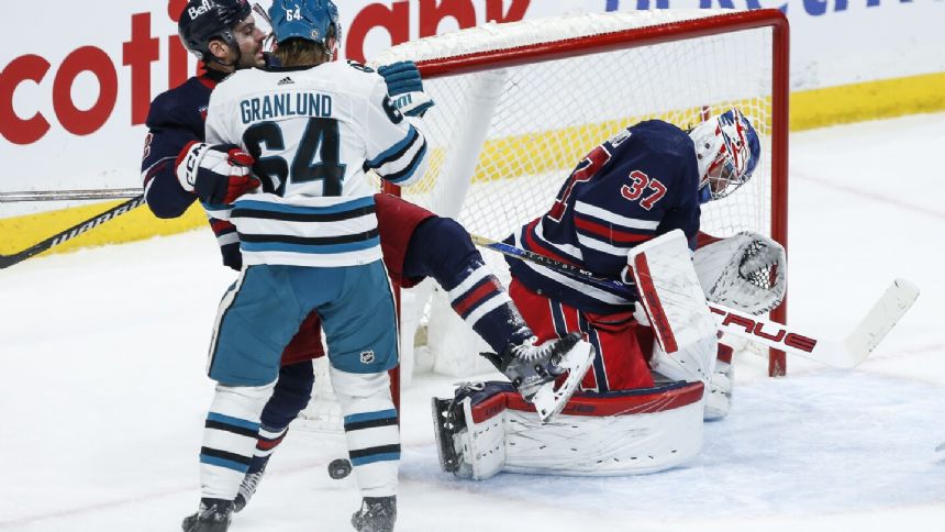 Hellebuyck gets third shutout of season and 35th of his career as Jets beat Sharks 1-0