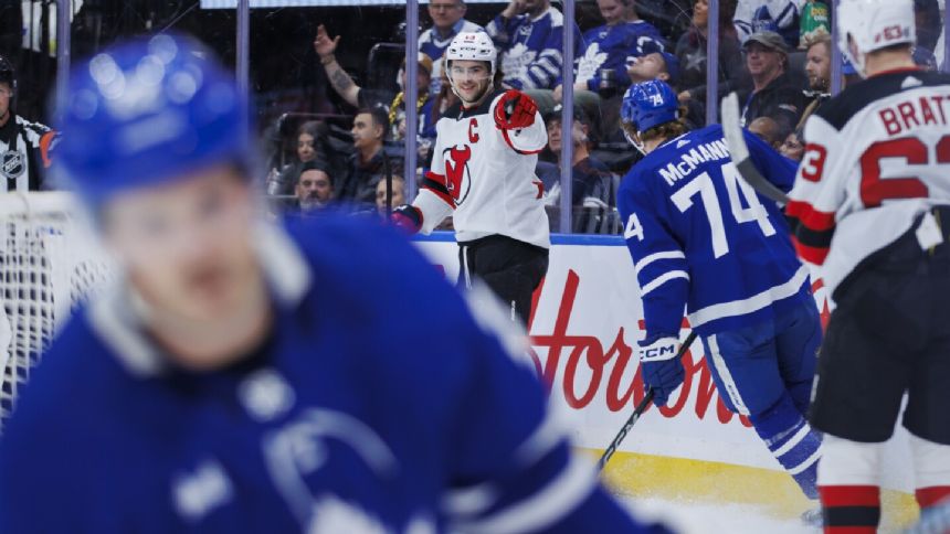 Hischier's 3-point game leads Devils past Maple Leafs 6-3; Matthews scores NHL-leading 59th goal