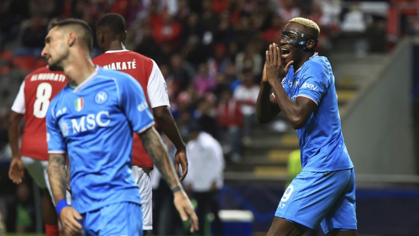 Italian champion Napoli needs help from an own goal to beat Braga 2-1 in its Champions League opener