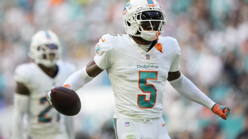 Jalen Ramsey catches game-sealing interception, Dolphins overcome 3 turnovers to beat Raiders 20-13