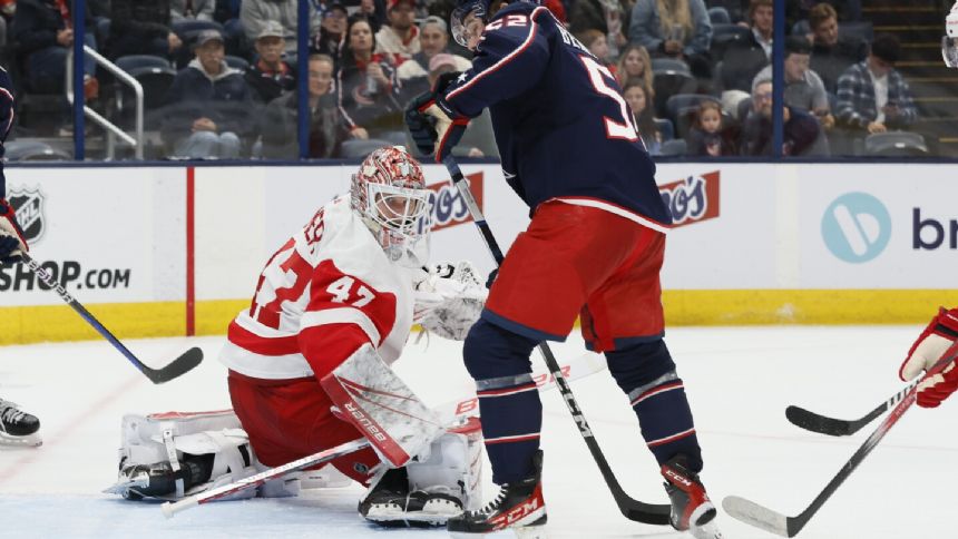 James Reimer stops 23 shots to help lift the Red Wings past the Blue Jackets 4-0