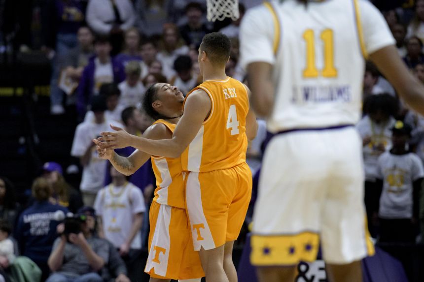 James scores 22, leads No. 9 Tennessee over LSU, 77-56