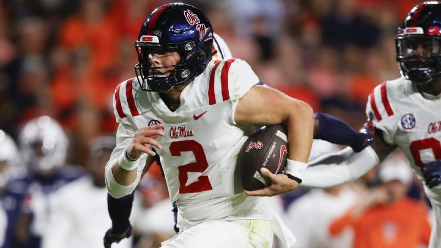 Jaxson Dart has 246 yards of offense and 3 TDs, No. 13 Mississippi beats Auburn 28-21