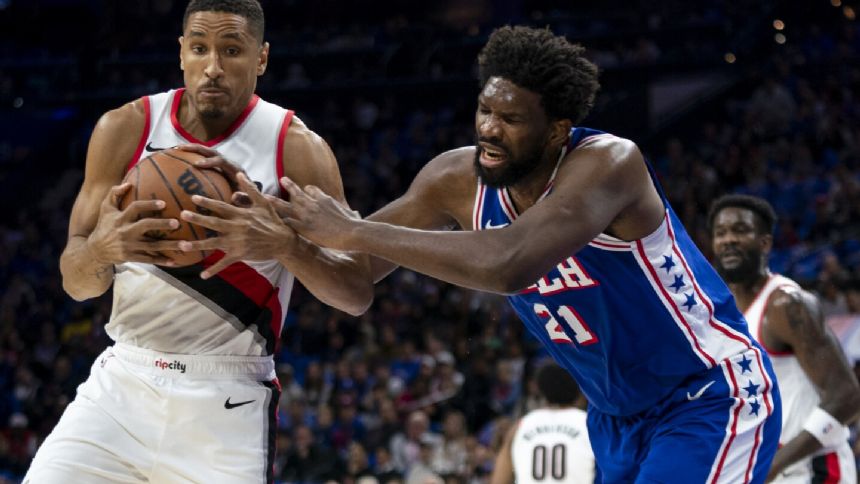 Joel Embiid, Tyrese Maxey drop double-doubles as Harden watches the 76ers beat winless Portland