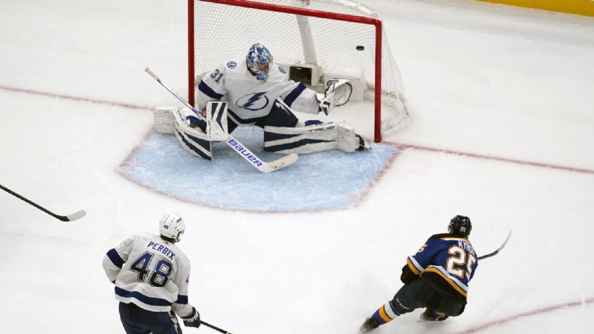 Jordan Kyrou scores twice and Jordan Binnington stops 30 as Blues shut out Lightning 5-0