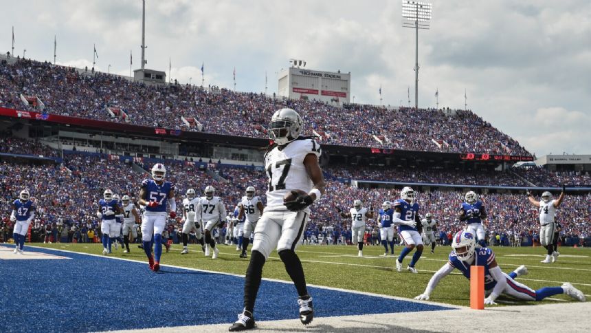 Josh Jacobs going in reverse in the Las Vegas Raiders' 38-10 loss to the Buffalo Bills