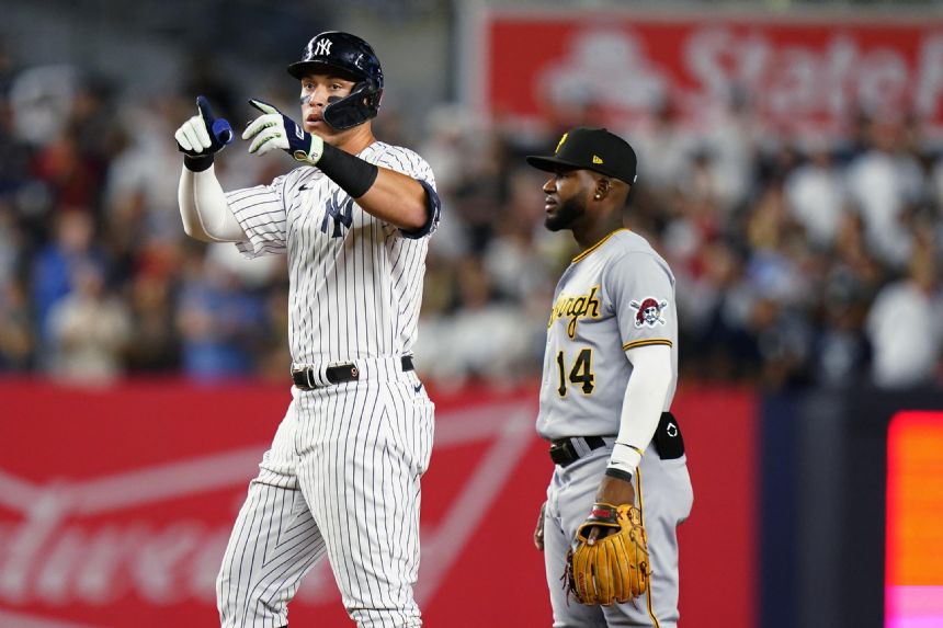 Judge doubles twice, stays at 60 homers as Yanks rout Bucs