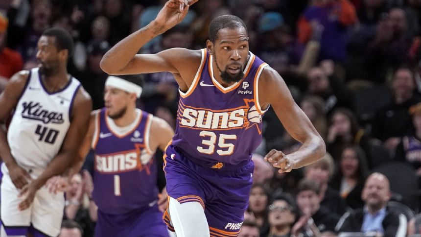 Kevin Durant scores 28, Devin Booker adds 25, Suns outlast Kings 130-125