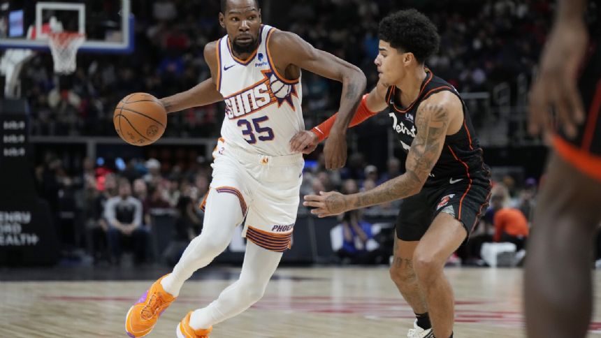 Kevin Durant scores season-high 41 points, Suns snap 3-game skid with 120-106 win over Pistons