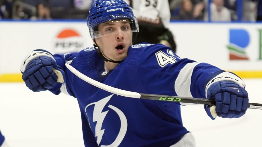 Kucherov takes NHL lead in points with a goal, 2 assists in Lightning's 6-3 win over Coyotes