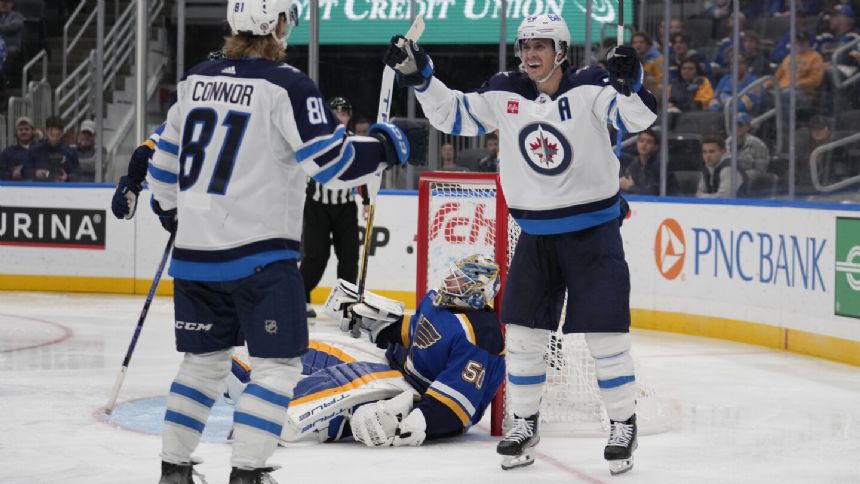Kyle Connor scores twice to lead Jets past Blues 5-2