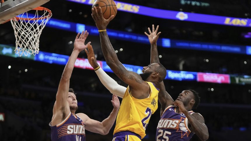 LeBron James keys Lakers' 4th-quarter rally for 100-95 win over Kevin Durant's short-handed Suns