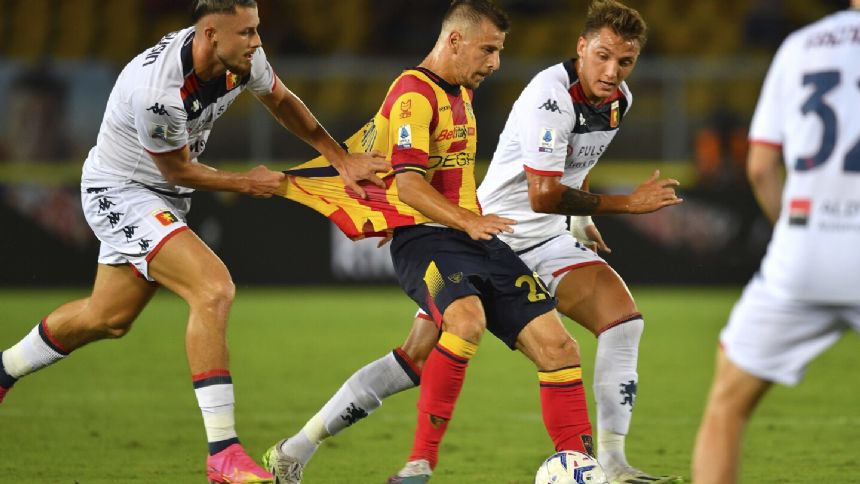 Lecce beats 10-man Genoa 1-0 to improve unbeaten start in Serie A; Salernitana-Frosinone ends 1-1